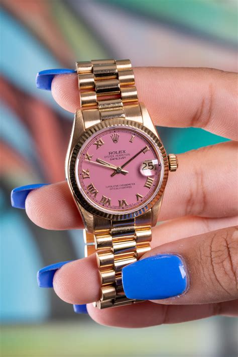 rolex for women pink|rolex 34 datejust pink face.